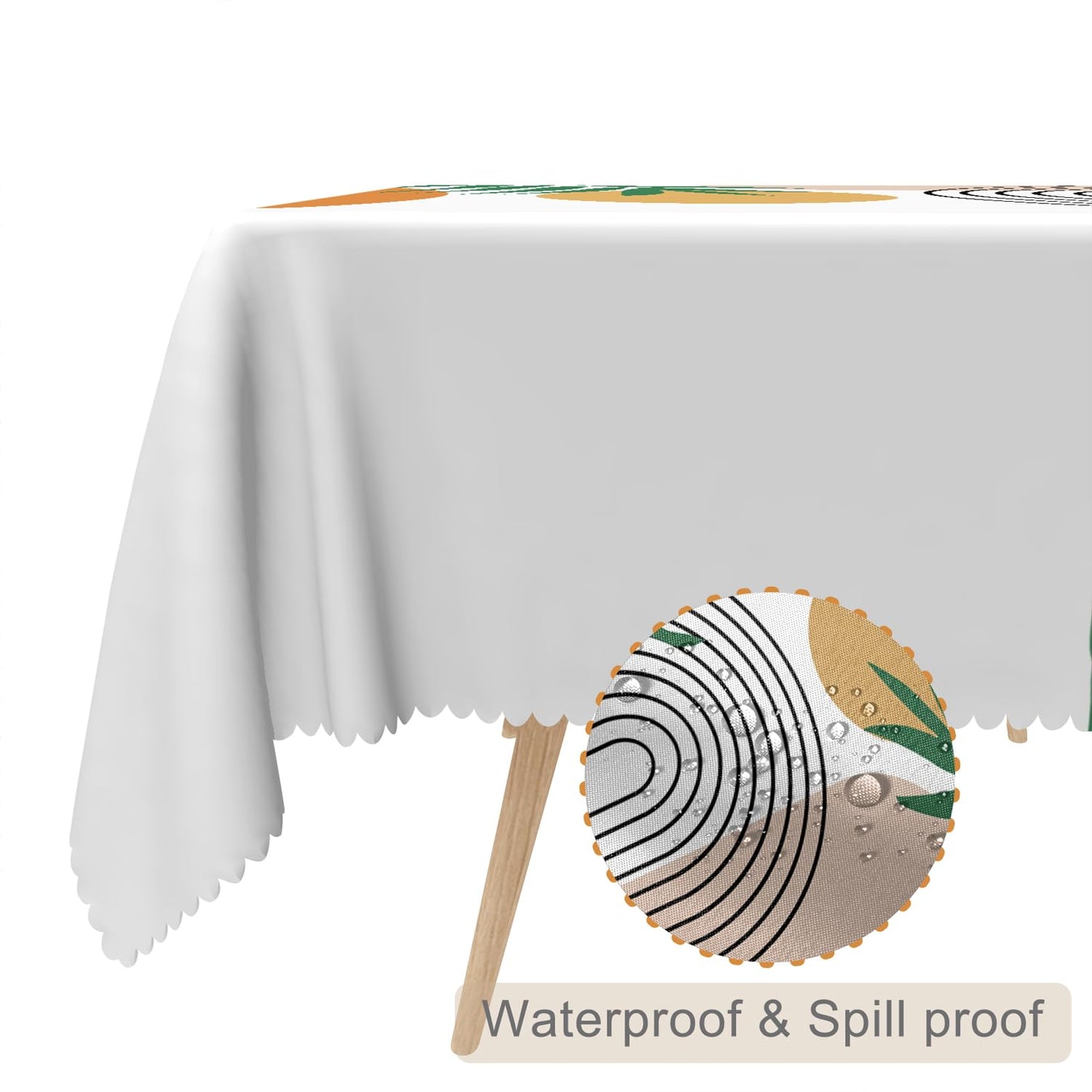 TTQYFNM 60x84inches Mid Century Modern Art Table Cloth Abstract Geometric Boho Rainbow Sun Green Leaves Tablecloths Waterproof and Wrinkle Free Table Cover for Dining Room Kitchen Patio Home Decor