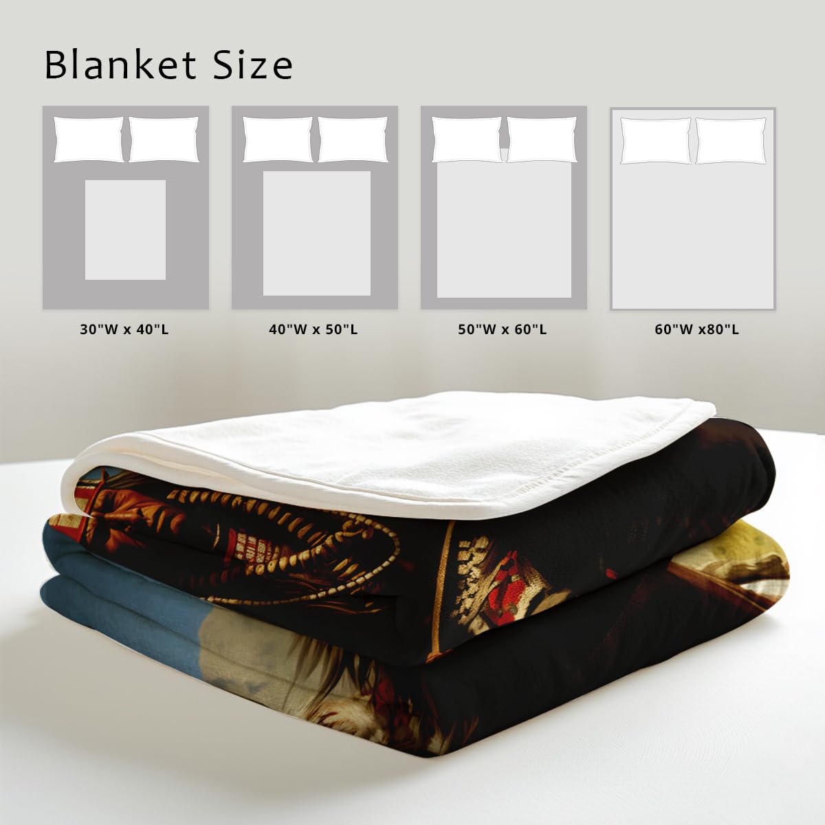 HUNXIAOJ Native American Blankets for Men Indian Print Blankets and Throws for Couch Bed Room Home Western Decor Flannel Throws Queen Size Native American Indian Gifts (49"x59")
