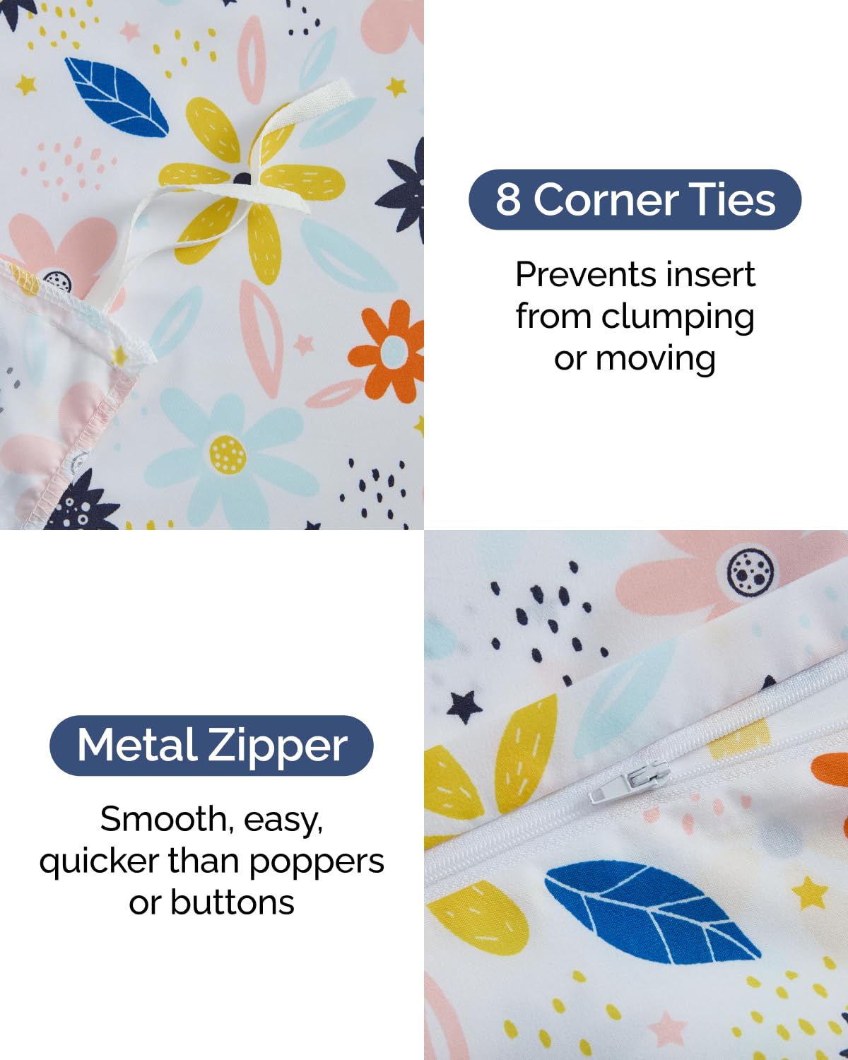 Duvet Cover Twin/TXL Size Set - Extra Soft Floral Duvet Cover 68 x 90 with 1 Pillow Sham - Comfy, Breathable Bedding Set - Hotel Luxury & Fade Free with Zipper Closures & Ties - Sunshine Floral