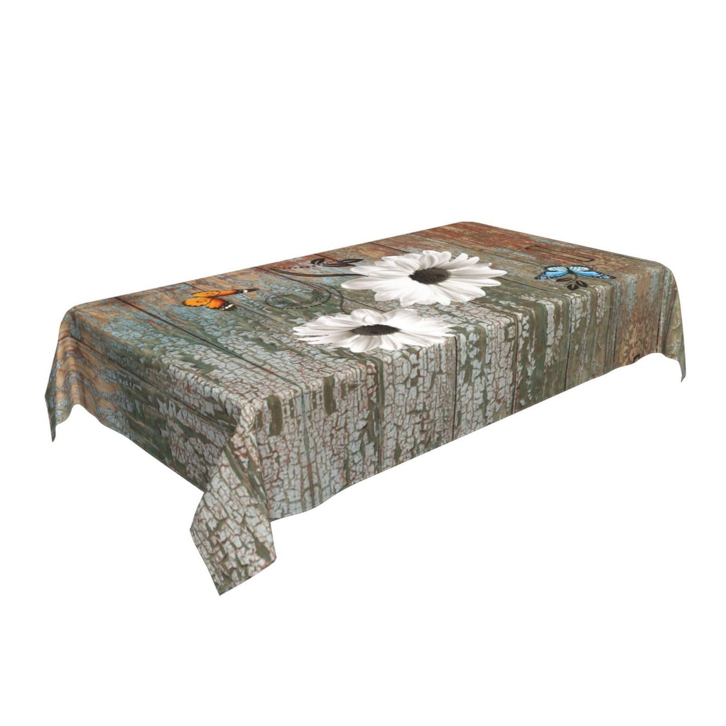 mutakin Wood Grain Flower Rectangle Tablecloth Washable Table Cloth 60x90 Inch Table Cover Waterproof for Decoration Kitchen Dining Room