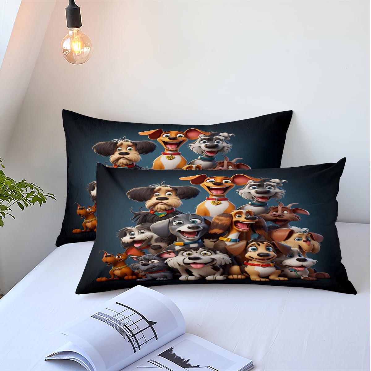 YIXINZHUANJIN King Size Duvet Cover Dogs Bedding Sets Cute Kids Comforter Cover Sets for Boys Girls Animals Beding Cover Set,Includ 1 Duvet Cover and 2 Pillow Shams