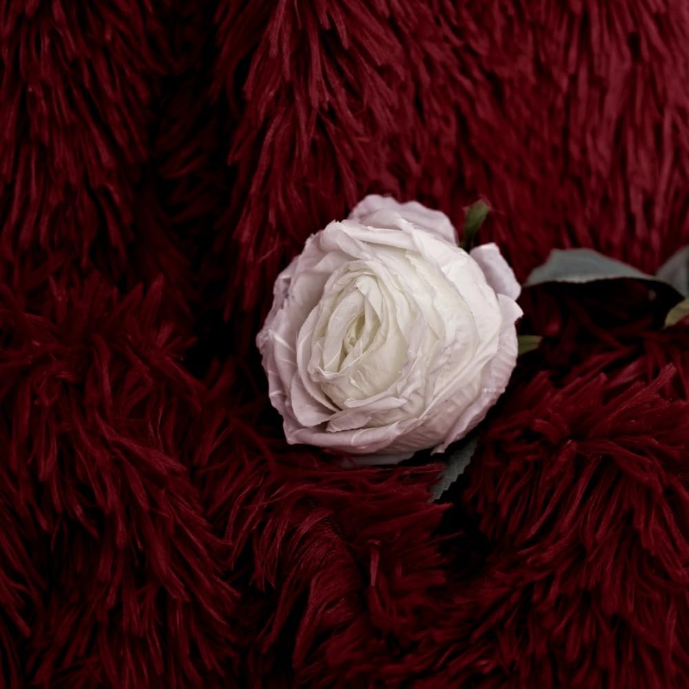 MYRU Plush Super Soft Blanket Bedding Sofa Cover Furry Fuzzy Fur Warm Throw Qulit Cozy Couch Blanket for Winter (51"x 63", Wine Burgundy Red)