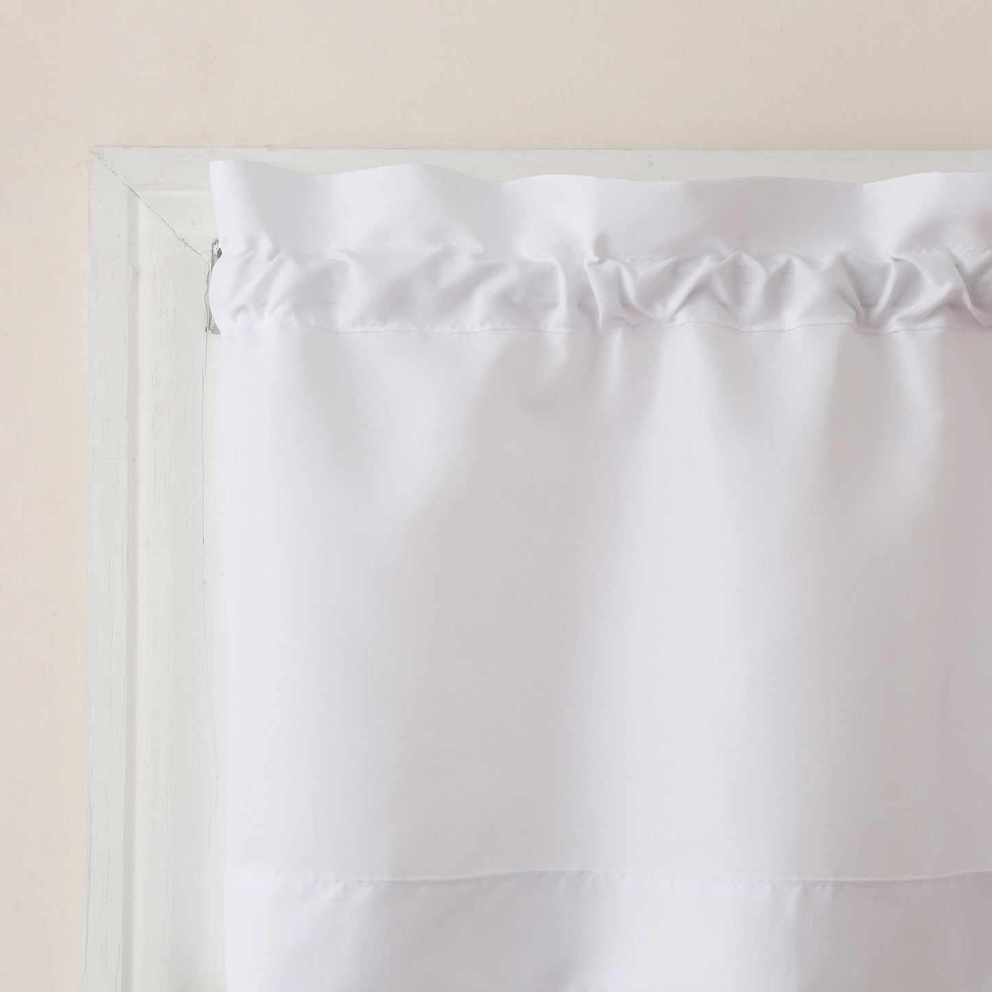 No. 918 Martine Microfiber Semi-Sheer Rod Pocket Kitchen Curtain Valance and Tiers Set, 54" x 45", White