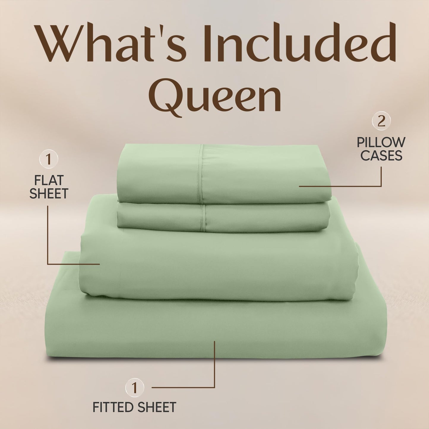Utopia Bedding Queen Size Sheet Set – 4 Piece Bed Sheets, Soft and Breathable Microfiber, Includes 1 Fitted Sheet, 1 Flat Sheet and 2 Pillowcases – Oeko Tex (Sage)