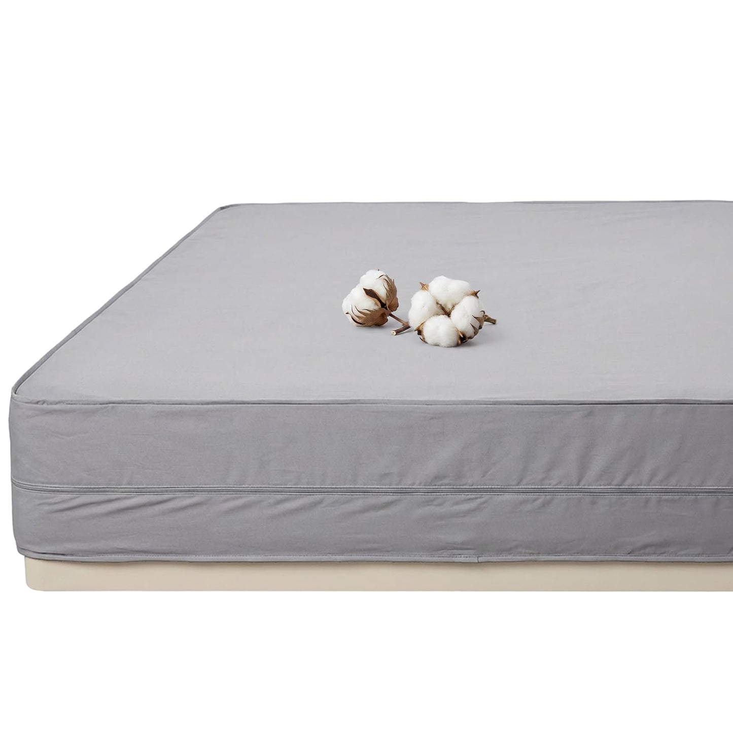FAUNNA 100% Cotton Mattress Encasement, Bed Bug and Dust Mite Proof Mattress Protector Hypoallergenic & Antibacterial Protection, Noiseless Zippered Six-Sided Mattress Cover Gray (Queen 12" Deep)