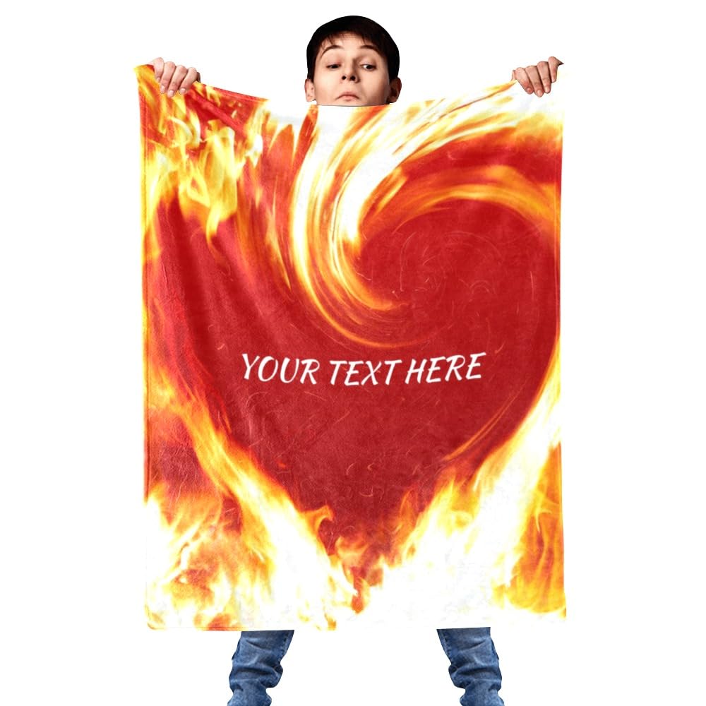 Heart Blankets, Personalized Throw Blanket for Couch Sofa Bed, Soft Warm Fuzzy Cozy, 30 x 40 Inches
