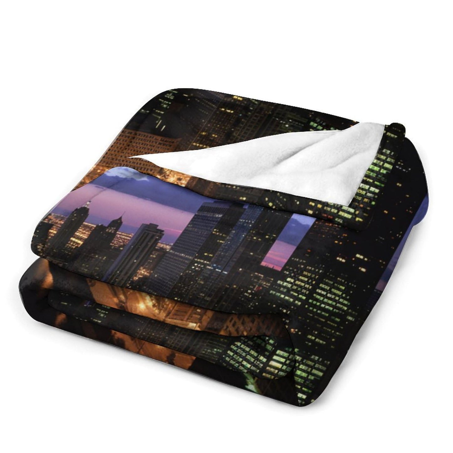 HDESDIS Night City Landscape Throw Blanket, Soft Cozy Chicago Skyline Skyscraper Blanket for Couch, Sofa, Bed, Warm Decorative Blanket for Women and Men, 50"x60"