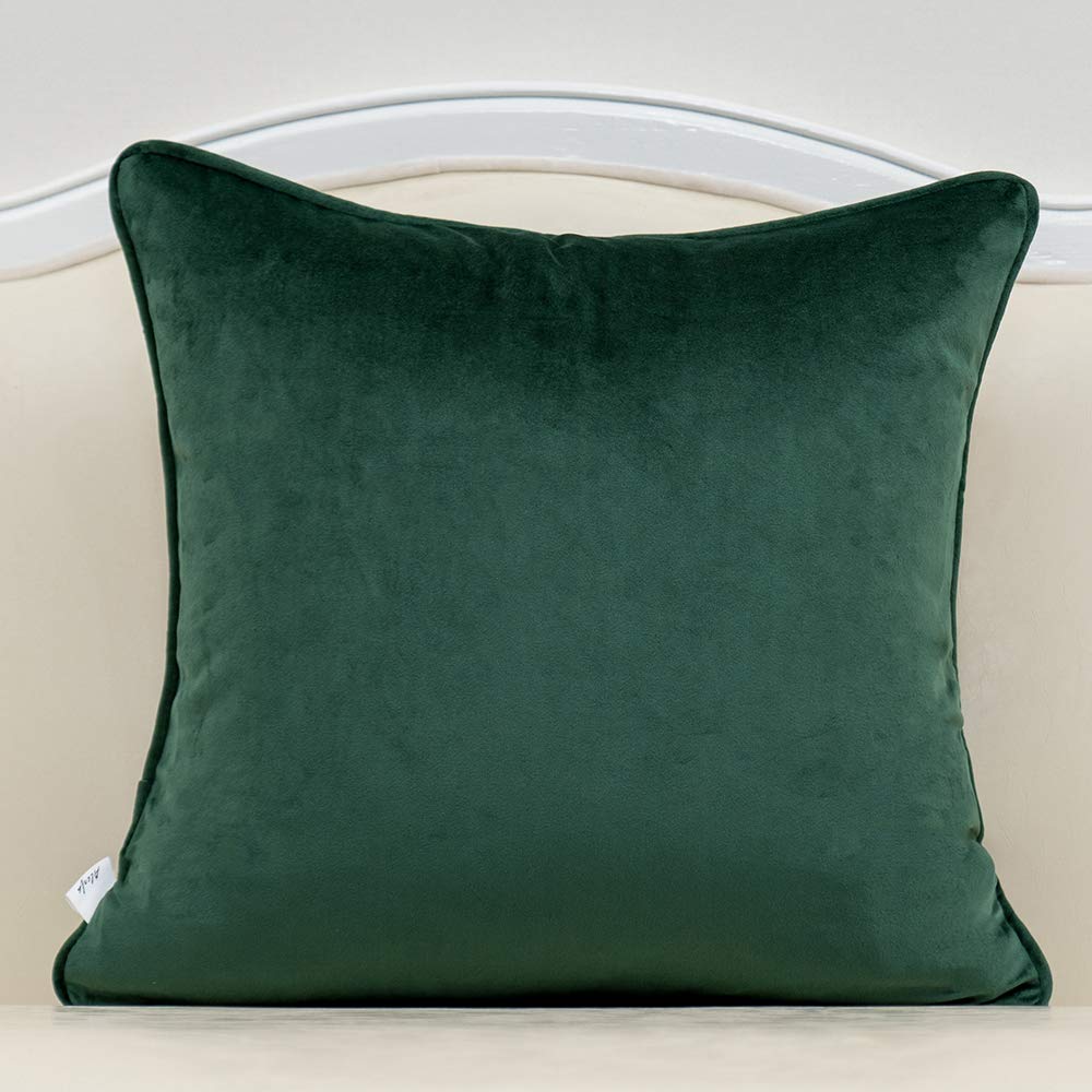 Alerfa 18 x 18 Inch Square Leaf Pillow Embroidery Cut Velvet Cushion Case Luxury Modern Lumbar Throw Pillow Cover Decorative Pillow for Couch Sofa Living Room Bedroom Car, Teal Green