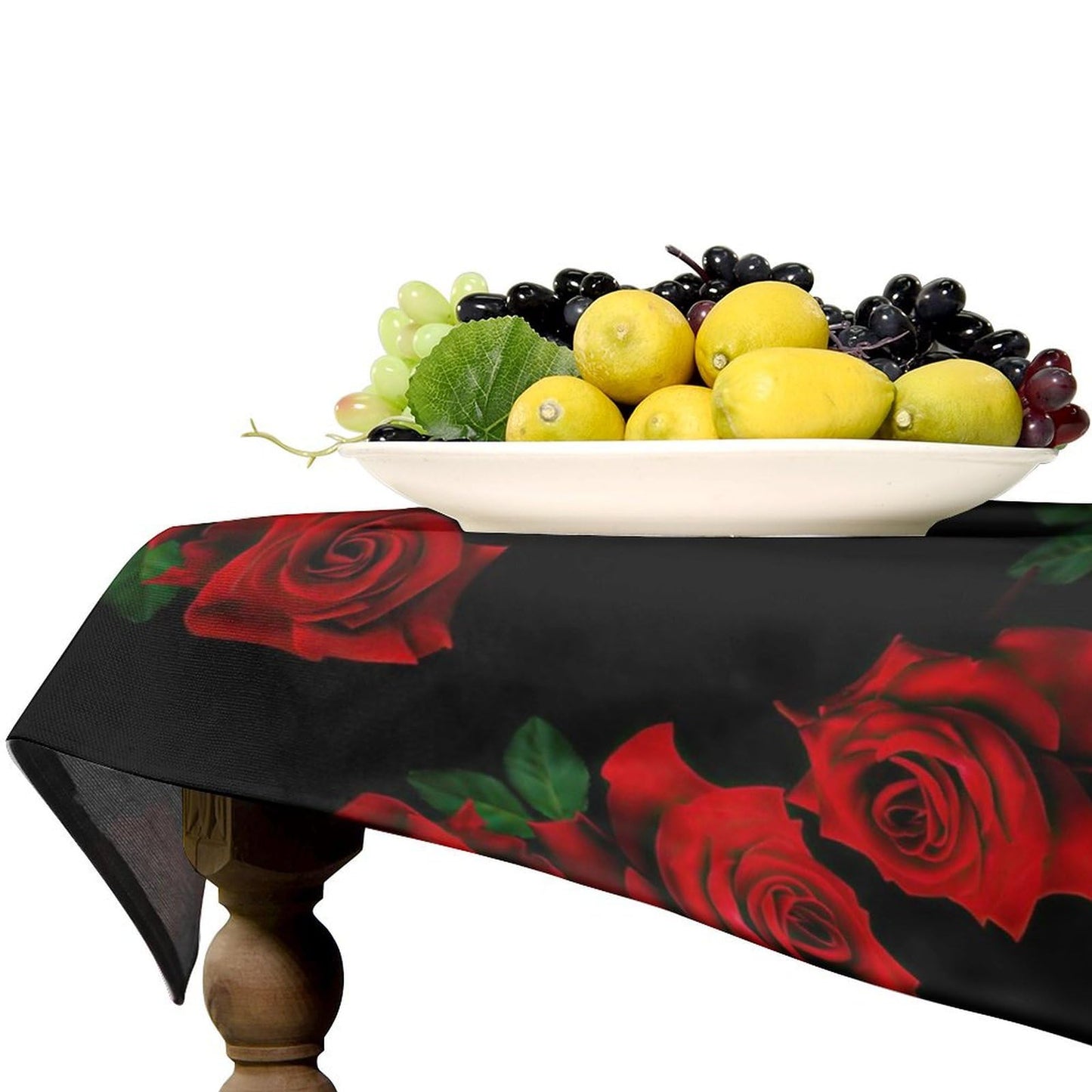 Black and Red Rose Flower Rectangle Tablecloth, Roses Gothic Valentine's Day Gift Romantic Flower Tablecloth for Home Party Dining Room Kitchen Decor 55"x55"in（140x140cm）