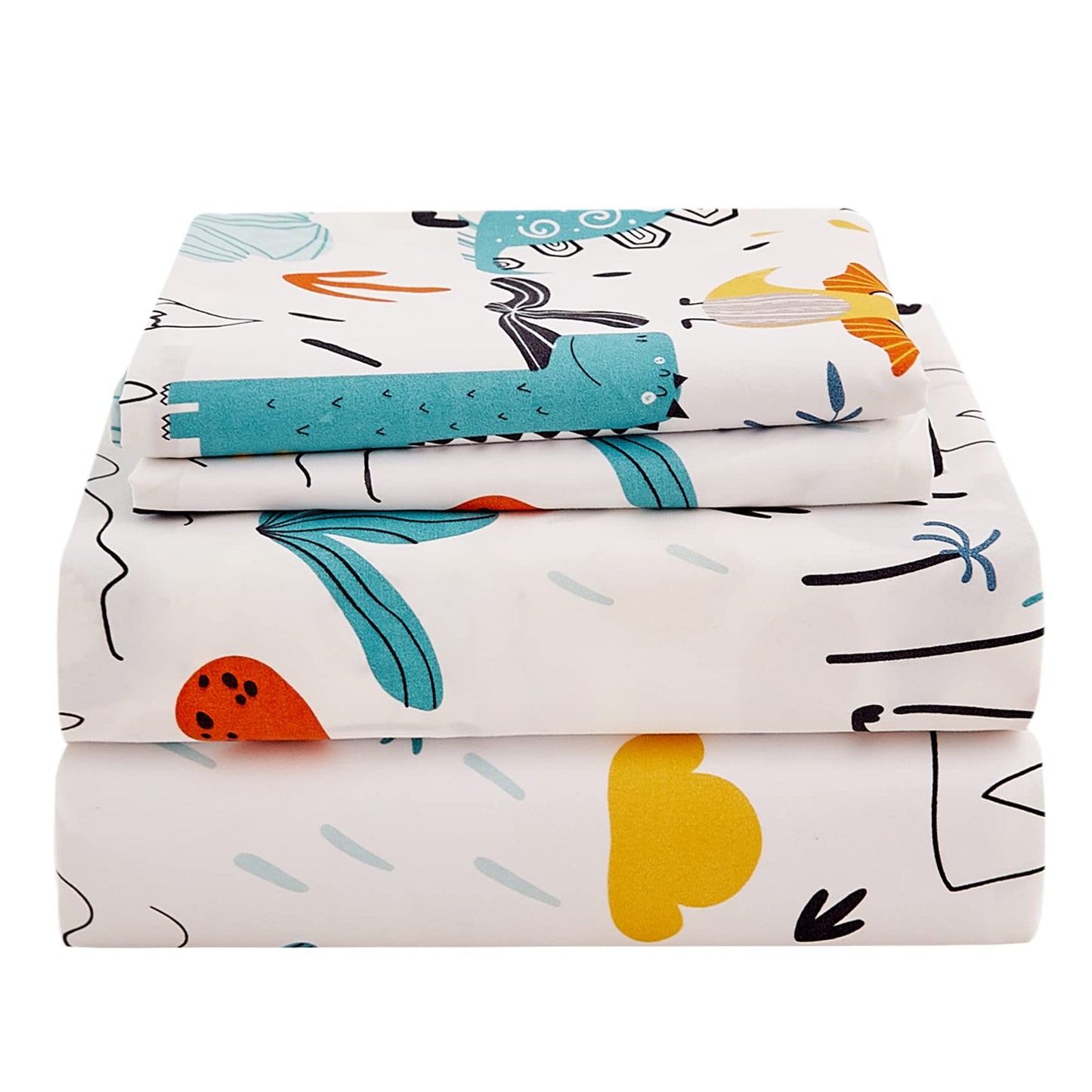 JSD Kids Dinosaur Sheet Set Twin Size, 3 Piece Soft Printed Microfiber Bed Sheets for Boys Girls Deep Pocket