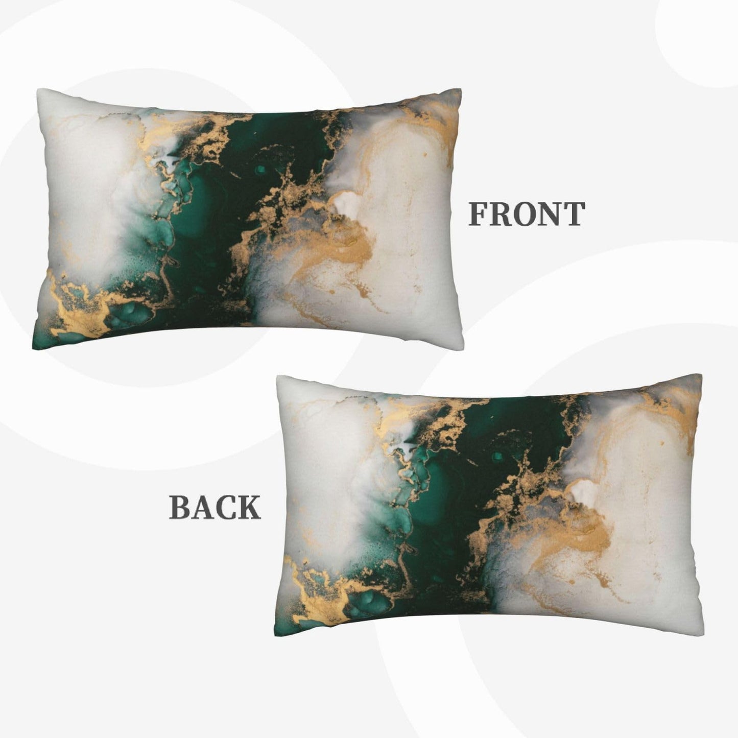 Tebjh Emerald Green and Gold Marble Pillow Covers 12x20 Set of 2, Green and Gold Throw Pillow Covers Outdoor Decorative Lumbar Pillow Case for Couch Bed Sofa Cushion Home Decor