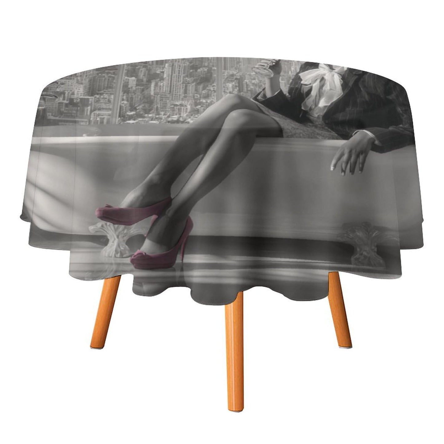 XSUPFLYM Beautiful Abstract African Women Waterproof Round Tablecloth Modern Elegant Bathroom Art American Black Women Washable Holiday Decor Table Cover for Kitchen-36 Wx36 L