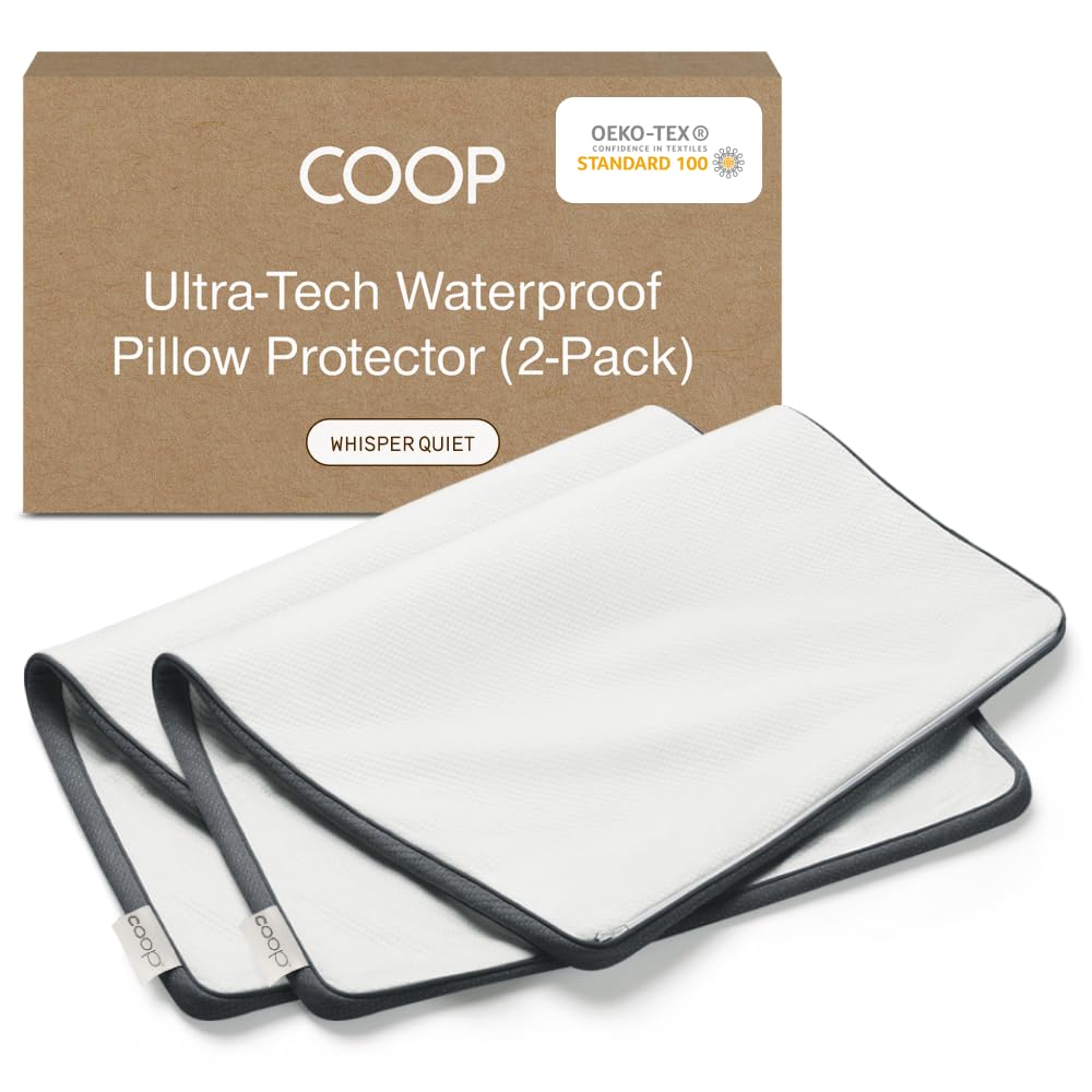 Coop Home Goods Ultra-Tech Pillow Protector for Memory Foam Pillows, Waterproof, Pack of 2 King Size Pillow Covers, Oeko-Tex Certified, Breathable, Zippered Covers, Machine Washable