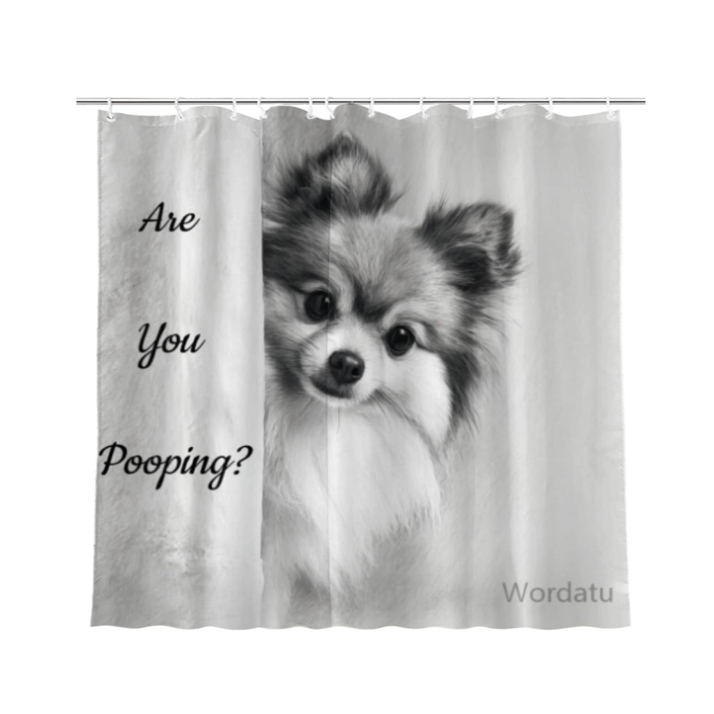 Wordatu Pomeranian Shower Curtain Bathroom Set 72x72 Inches are You Pooping Bath Animal Bath Animal Pet Dog Art Home Decor 12 Hooks