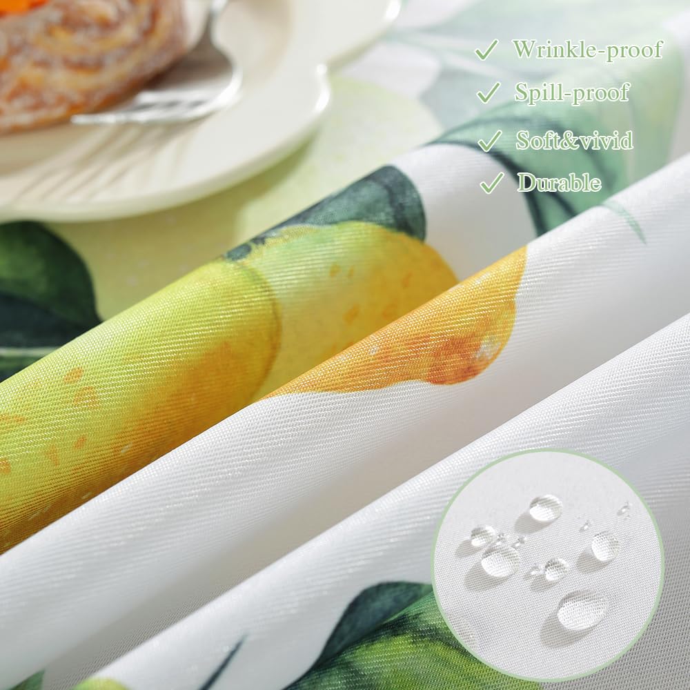 MATIRUG Summer Tablecloth for Rectangle Table 52"x70",Lemon Fruit Floral Table Cloths,Washable Spillproof French Fabric for Indoor Outdoor Camping Picnic