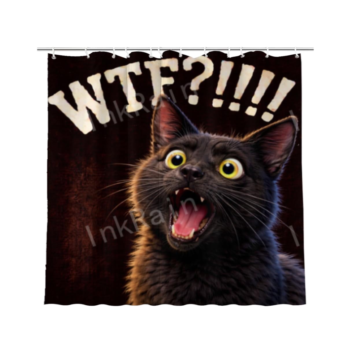 InkRain Black Cat Shower Curtain 72x72 Inch with 12 Hooks Cartoon Design Bathroom Curtain Waterproof Fabric Bath Curtain for Home Bathroom Decor