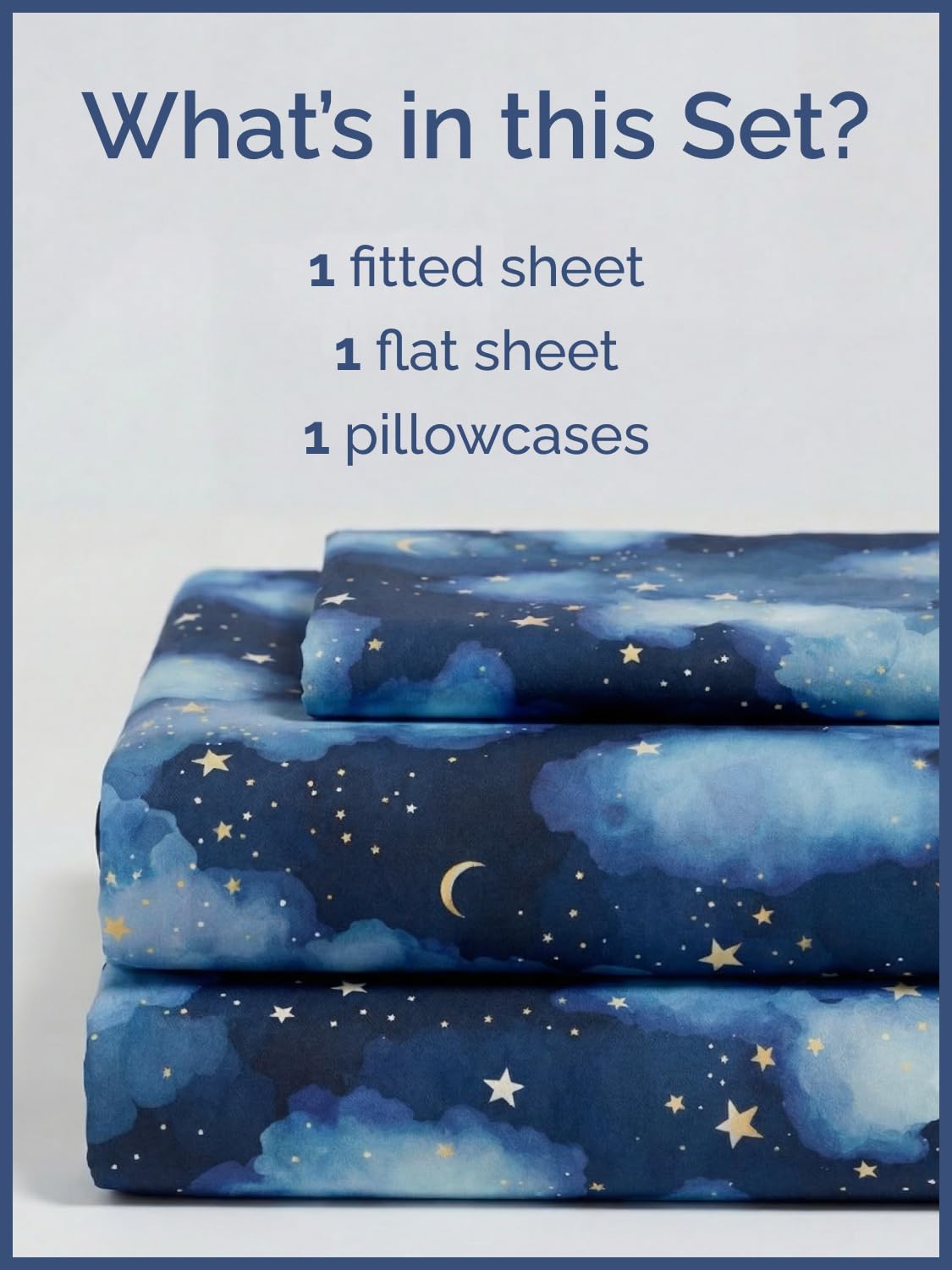 CGK Unlimited Kids Starry Sky Twin 3 Piece Sheet Set - Boys, Girls, Teens, Toddler - Easy Fit with Deep Pockets - Soft, Cooling & Breathable Sheets - Cute, Cozy, Fade & Wrinkle Free - Machine Washable