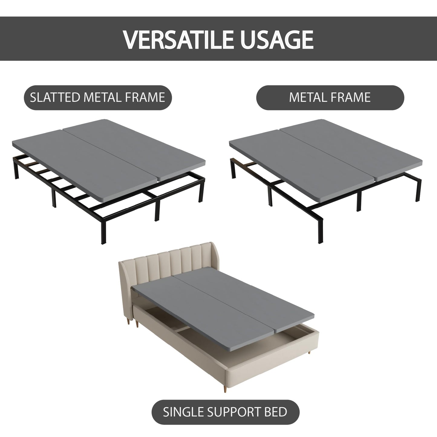 Greaton 1.5" Split Wood Bunkie Board for Full(Fold) Size Bed - 4-Piece Under Mattress Support Board, Fully Assembled, Fabric Ventilation Cover - Replaces Wooden Slats or Box Spring for Bed Frames
