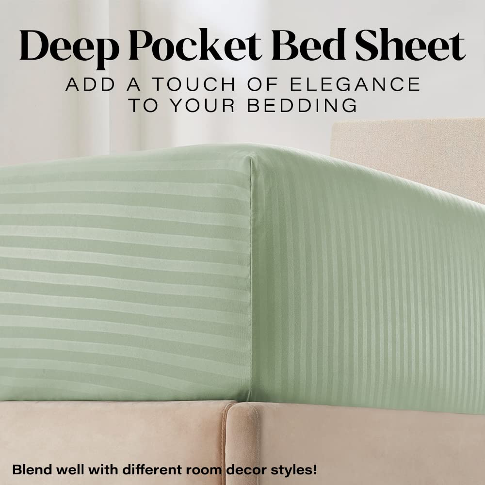 Elaine Karen Full Sheet Set - 4-Piece Striped Full Size Bed Sheets - Soft & Cooling Deep Pocket Full Bed Sheet Set - Wrinkle-Free Microfiber Bedding with 1 Fitted Sheet, 1 Flat Sheet, 2 Pillowcases