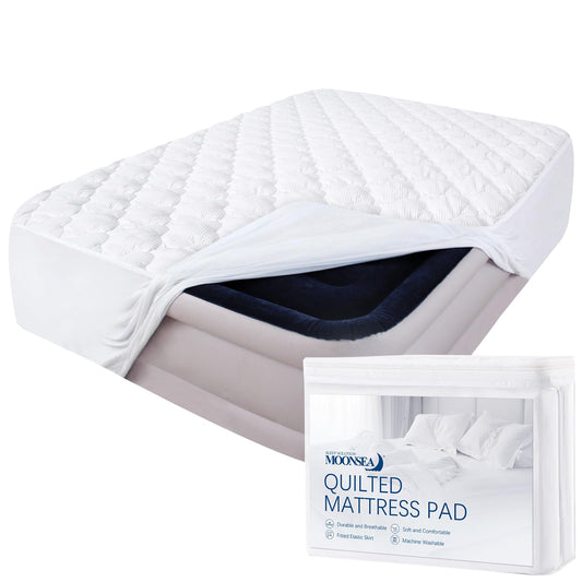 Queen Mattress Pad Thick Quilted Mattress Topper, Air Mattress Cover, Super Soft Breathable and Noiseless Down Alternative Fiber Extra Thick Mattress Pad with Deep Pocket Fits up to 23 Inch Mattress
