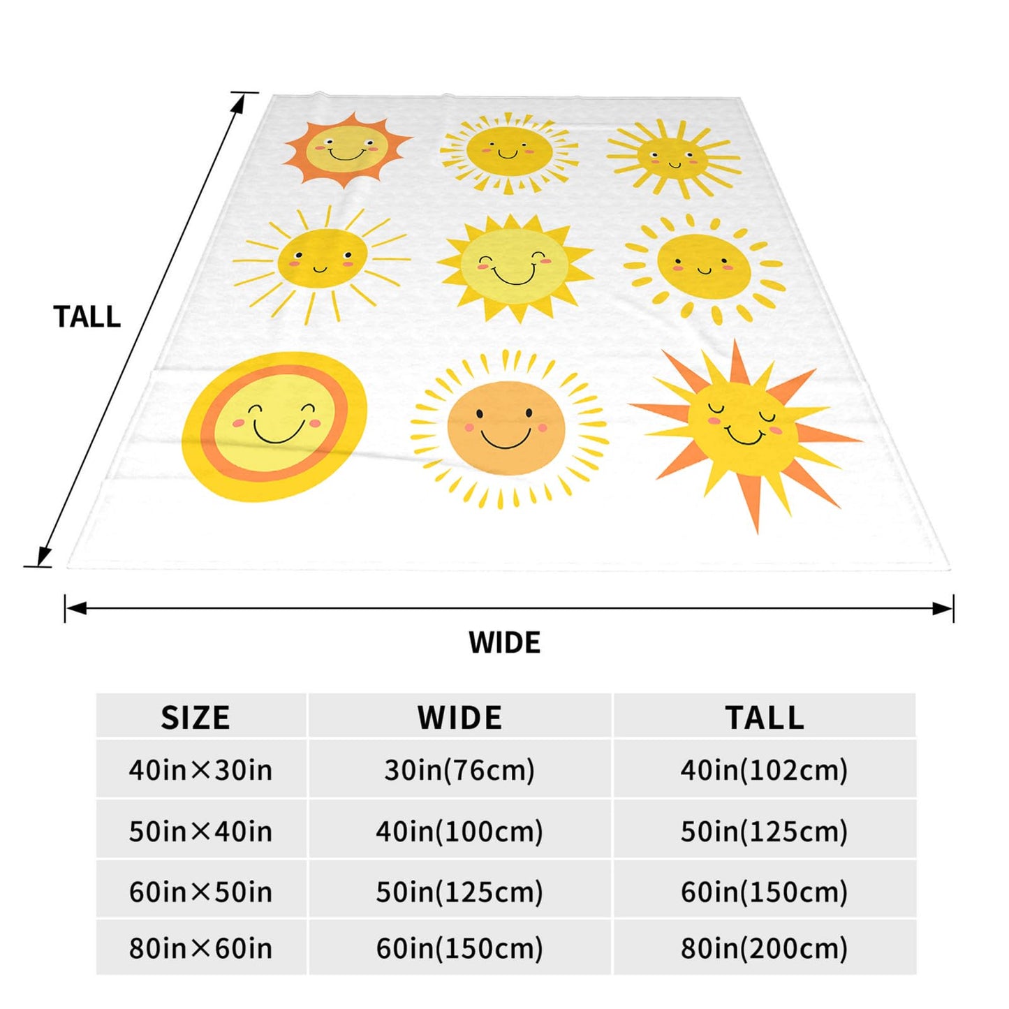 Throw Blanket 50x60 Inch,Funny Summer Sunshine Cozy Soft Lightweight Fuzzy Flannel Blanket Suitable for Couch Bed Sofa Living Room in All Seasons