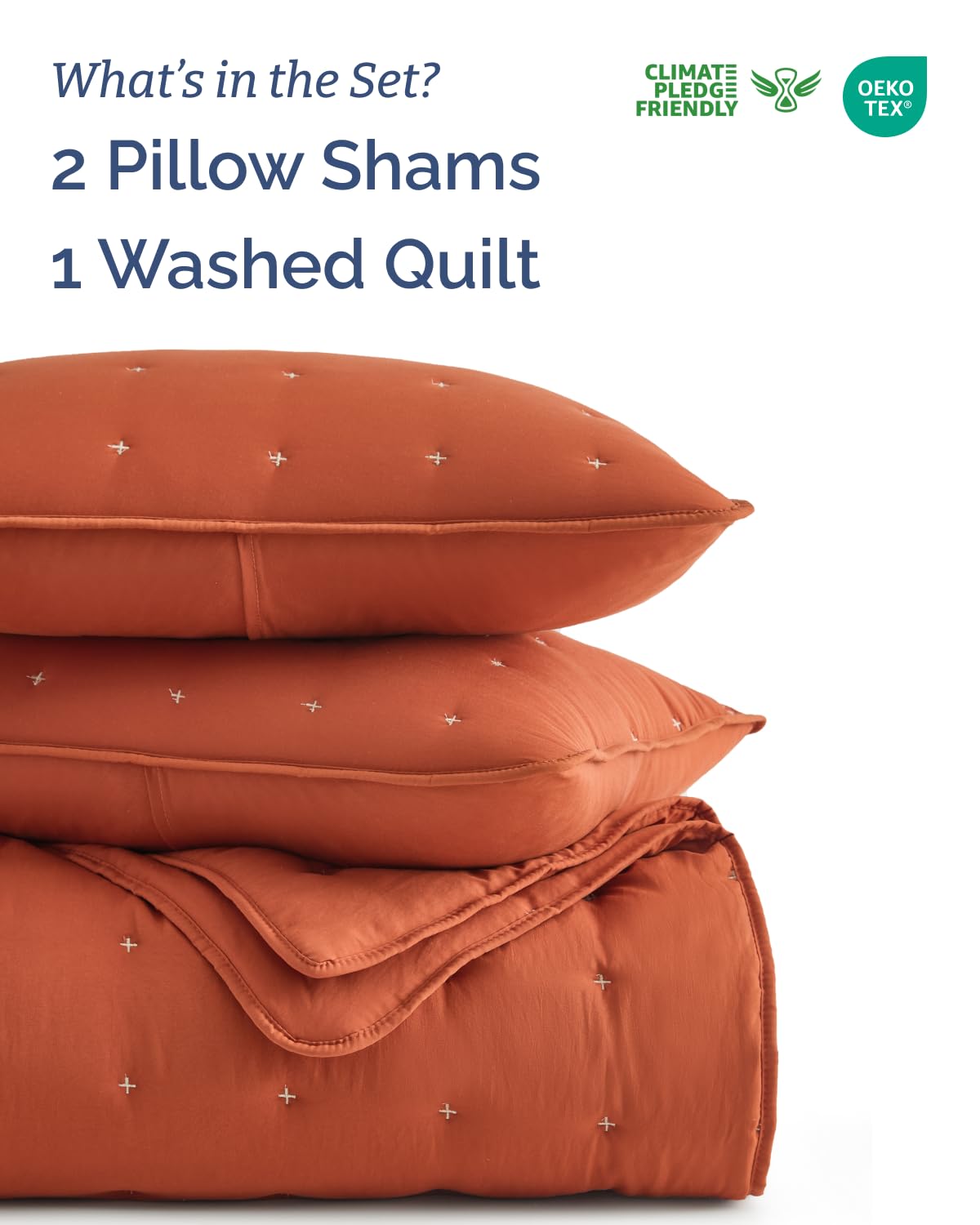 Quilts King Size - Bedspread for King Size - Lightweight Comforter Set - Quilt Bedding Set for All-Seasons - Soft, Breathable and Comfy - Summer Coverlet with 2 Pillow Shams - 106" x 96", Terracotta