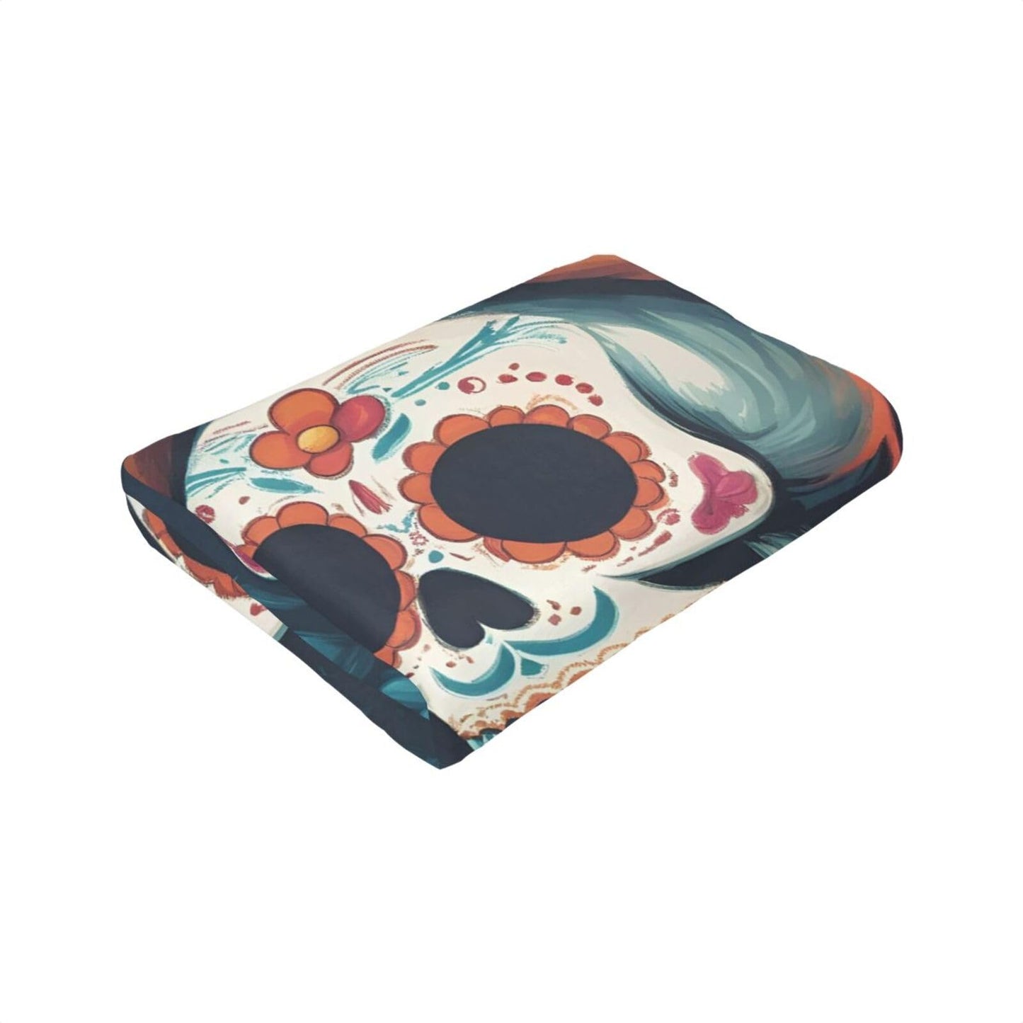 Colorful Skull and Flowers Throw Blanket Soft Lightweight Flannel Fleece Blanket 50"X40" for Bed Sofa Couch Camping Travel