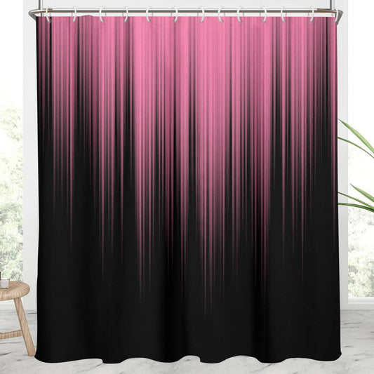 AAtter Pink Black Ombre Shower Curtain, Extra Long 72x84 Inch, 12 Hooks