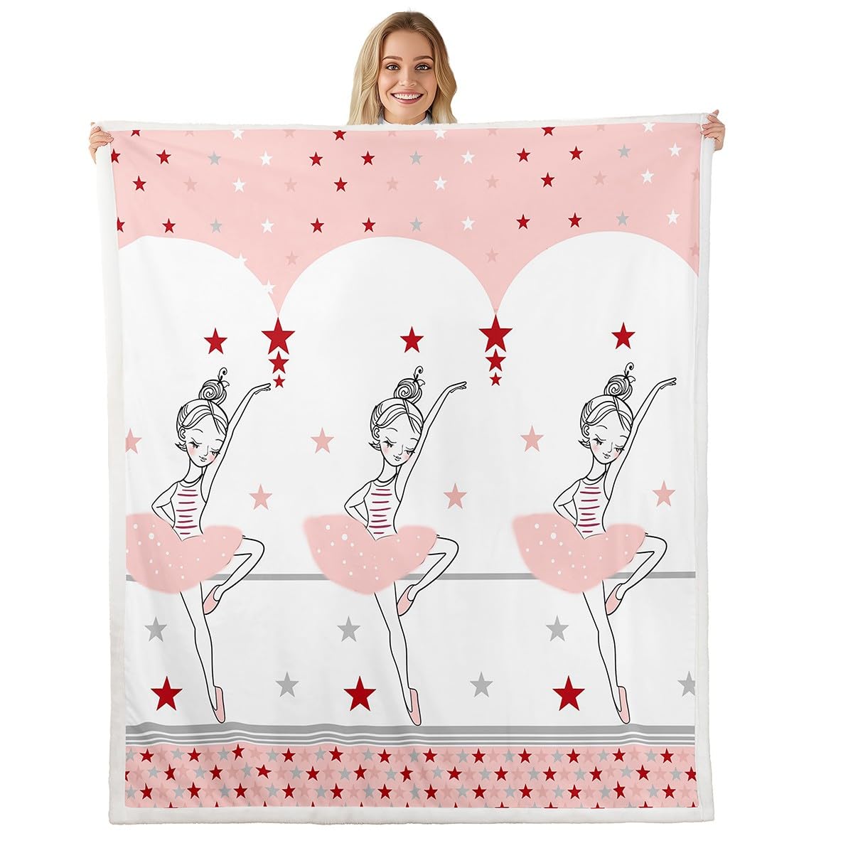 Feelyou Ballet Plush Blanket for Kids Boys Girls - Dance Sports Theme Sherpa Fleece Throw - Soft Microfiber Fuzzy for Sofa Bed Couch, 40x50 Inches