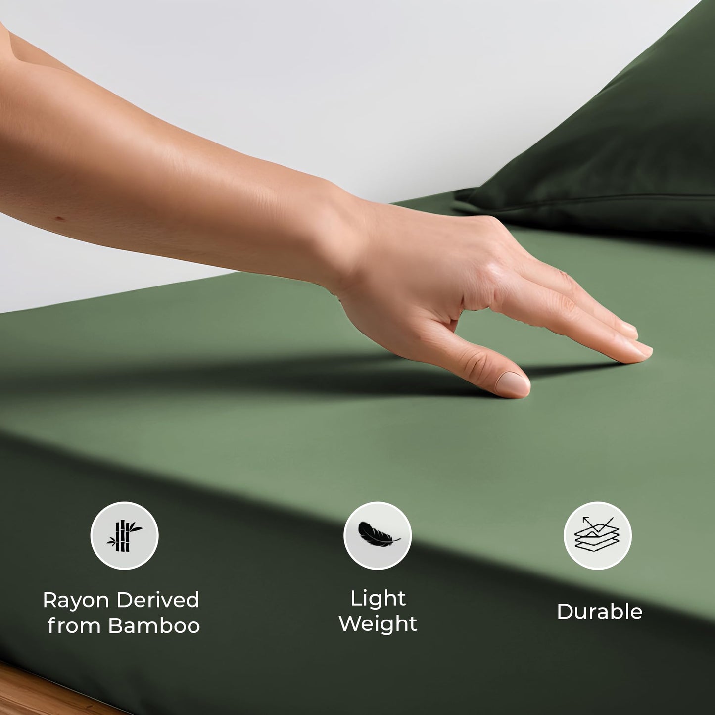 LINENWALAS Fitted Sheet Only Viscose Derived from Bamboo, Bottom Sheet for Full Size Bed – 16” Deep Pocket, All Around Snug Fit – Cooling, Breathable, Soft, Hypoallergenic (Avocado Green, Full)
