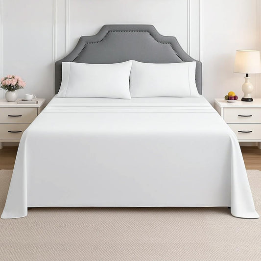King Sheet Set - 4 Piece Ultra Soft Brushed Microfiber Bed Sheets - 15" Deep Pockets, Wrinkle-Free & Breathable for a Secure Fit Sheets & Pillowcases (King, White)