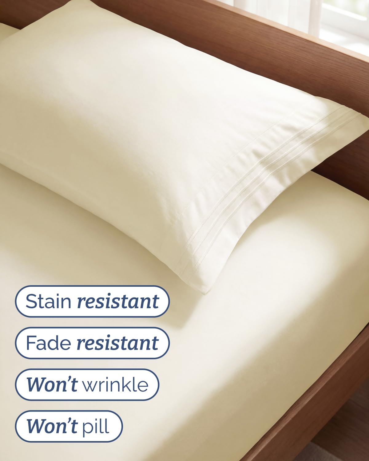 Twin Size 3 Piece Sheet Set - Comfy Breathable & Cooling Sheets - Hotel Luxury Bed Sheets for Women & Men - Deep Pockets, Easy-Fit, Extra Soft & Wrinkle Free Sheets - Off White Oeko-Tex Bed Sheet Set