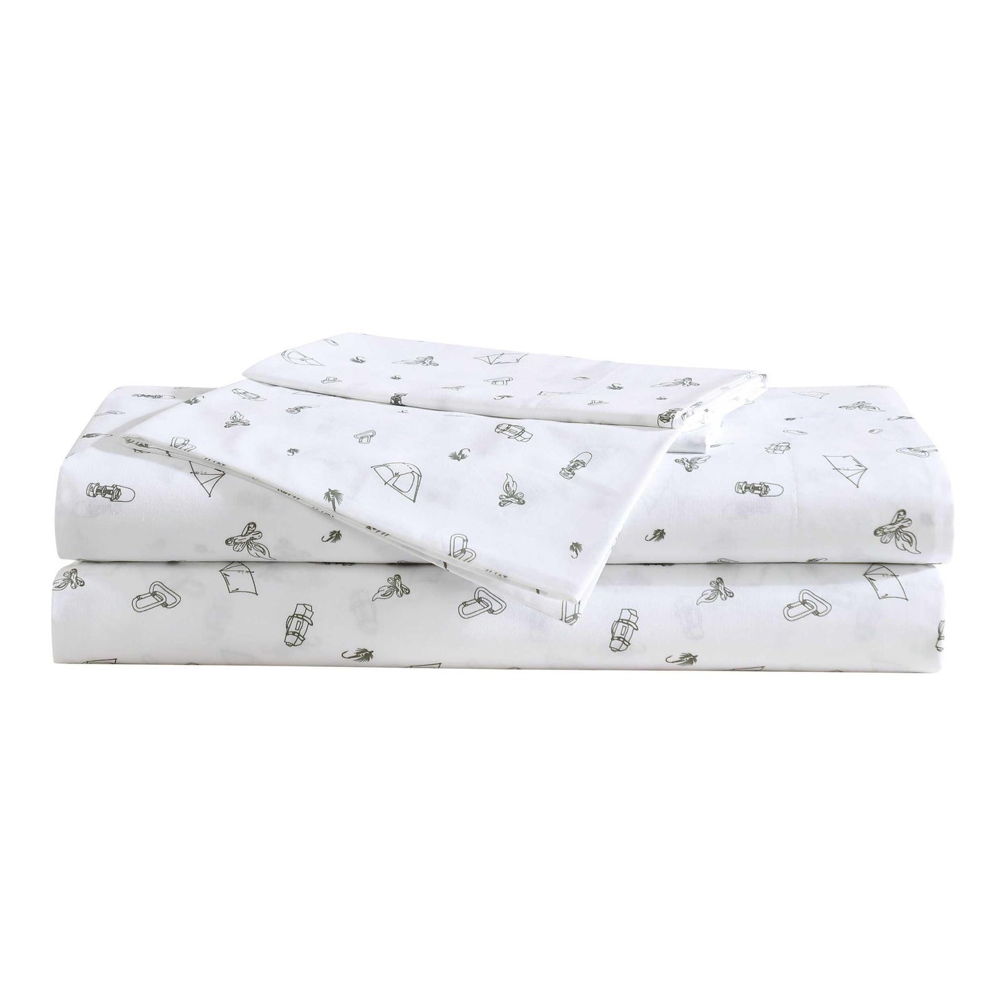 Eddie Bauer - Sheet Set, Luxurious Cotton Percale Bedding with Matching Pillowcase, Crisp & Cool, Fully Elasticized (Camp Green, Twin)