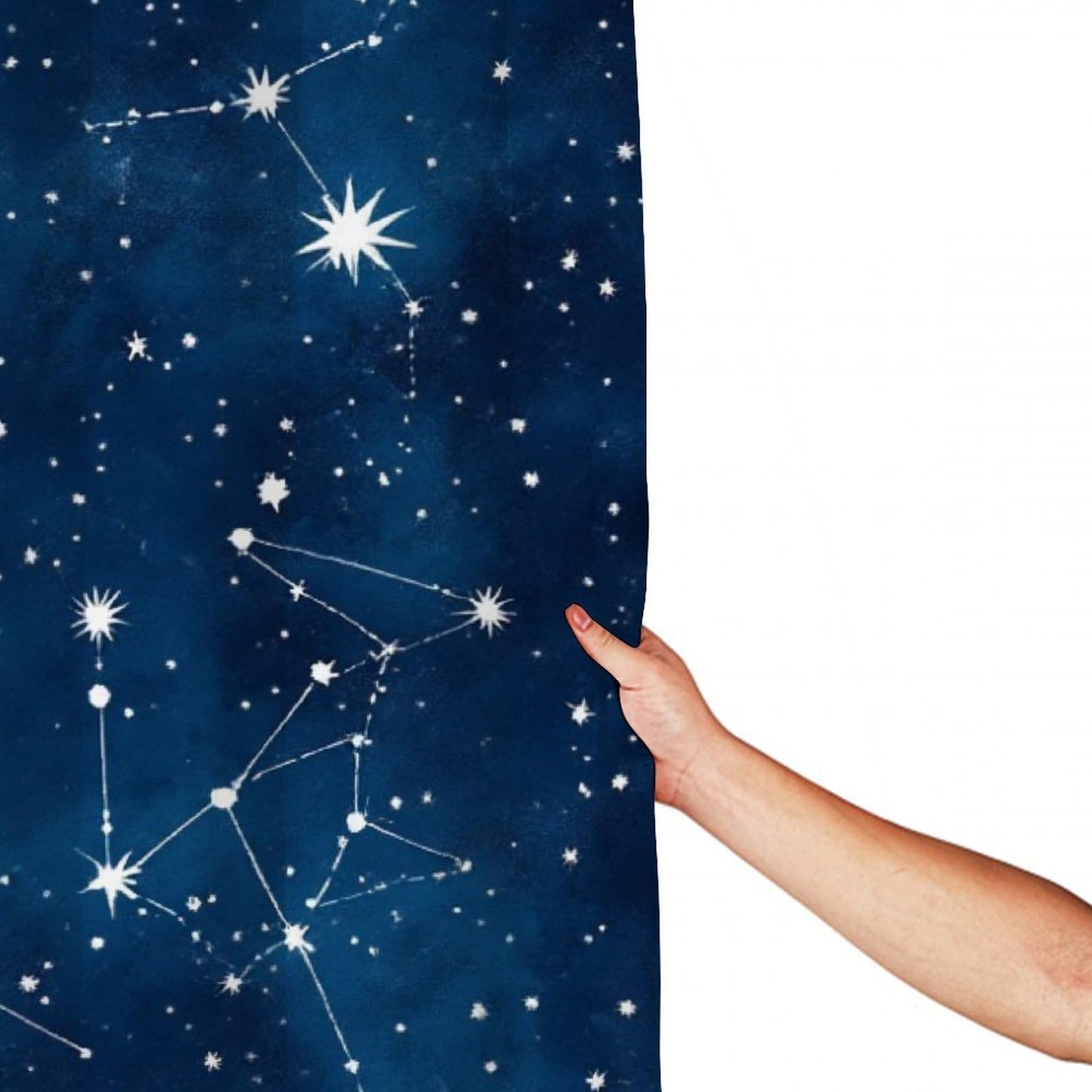 Meaudiwes Fashion Waterproof Shower Curtain Lightweight Hotel Quality Bathroom Decor with Hooks, 72"x 70" Constellation Galaxy Starry Night Stars Glow in The Dark Midnight