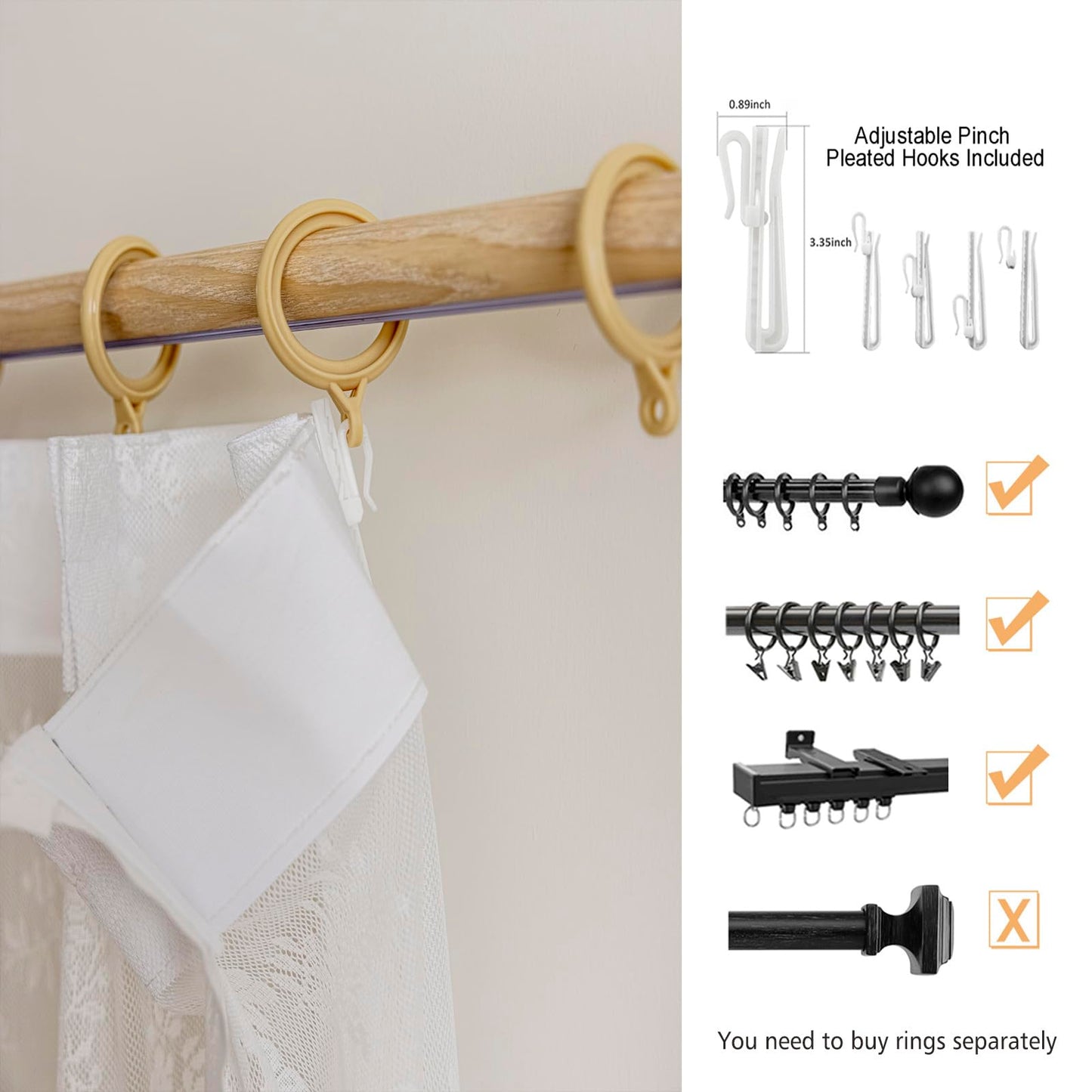 LANTIME Natural Off White Pinch Pleated Lace Sheer Curtains 84 Inch Long for Bedroom Living Room, Soft Thick Textured Window Drapes Light Filtering Semi Curtains, 52" W x 84" L, Set of 2