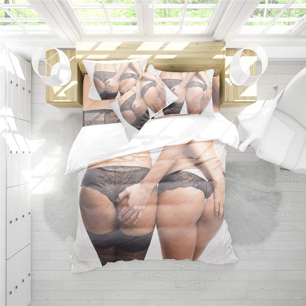 REALIN Sexy Duvet Cover Set Female Model Bedding Lace Motorcycle High Heels Bed Sets 2/3/4PCS Quilt Covers/Sheets/Pillow Shams,Twin/Full/Queen/King (A,Twin-172x218cm-3PCS)