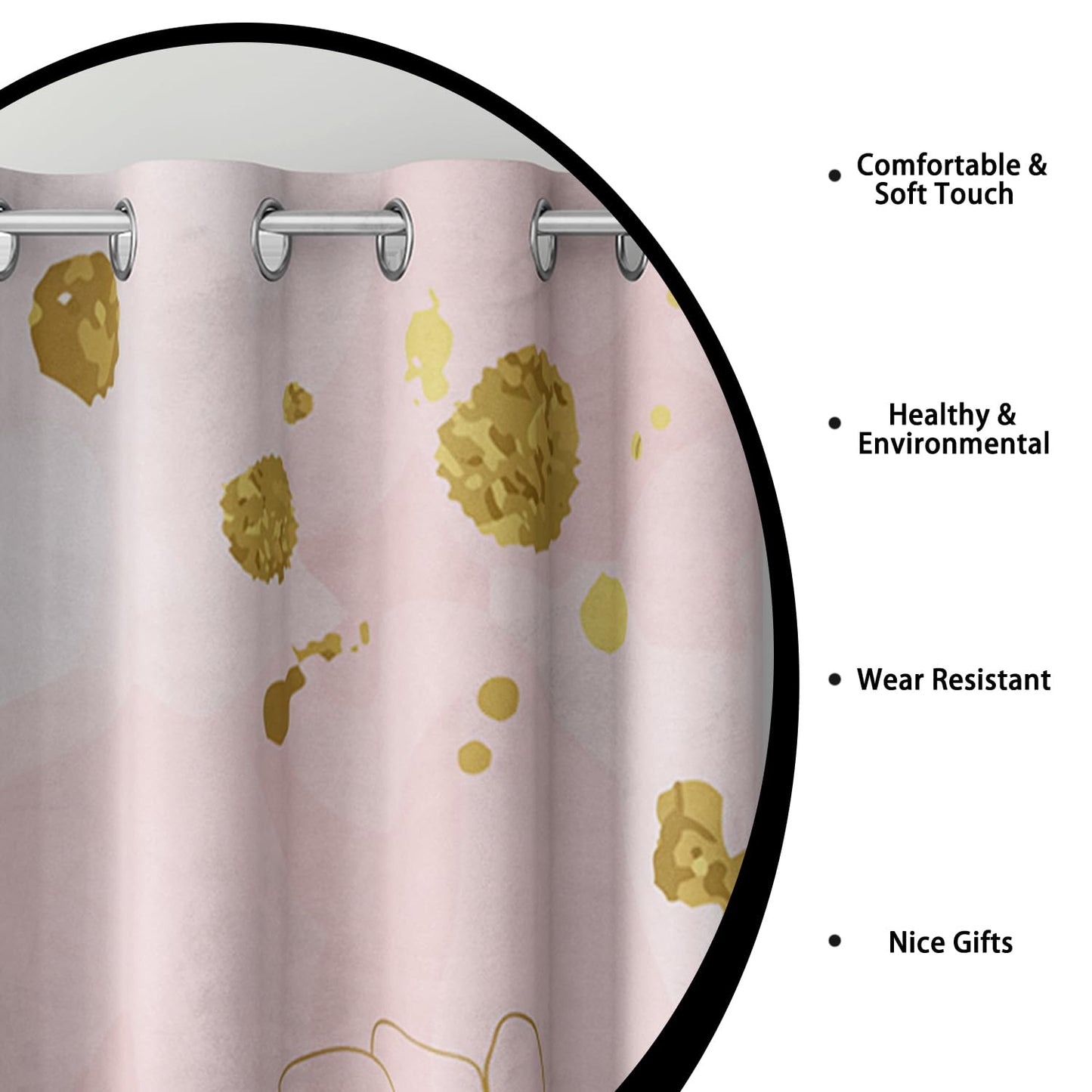 AILONEN Paris Pink Window Curtain, Tie Dye Flower Gold Eiffel Tower Window Treatments Drapes-2 Panels Set,Girls Women Teen Eiffel Tower Themed Bedroom/Living Room Curtain 52" W x 63" H