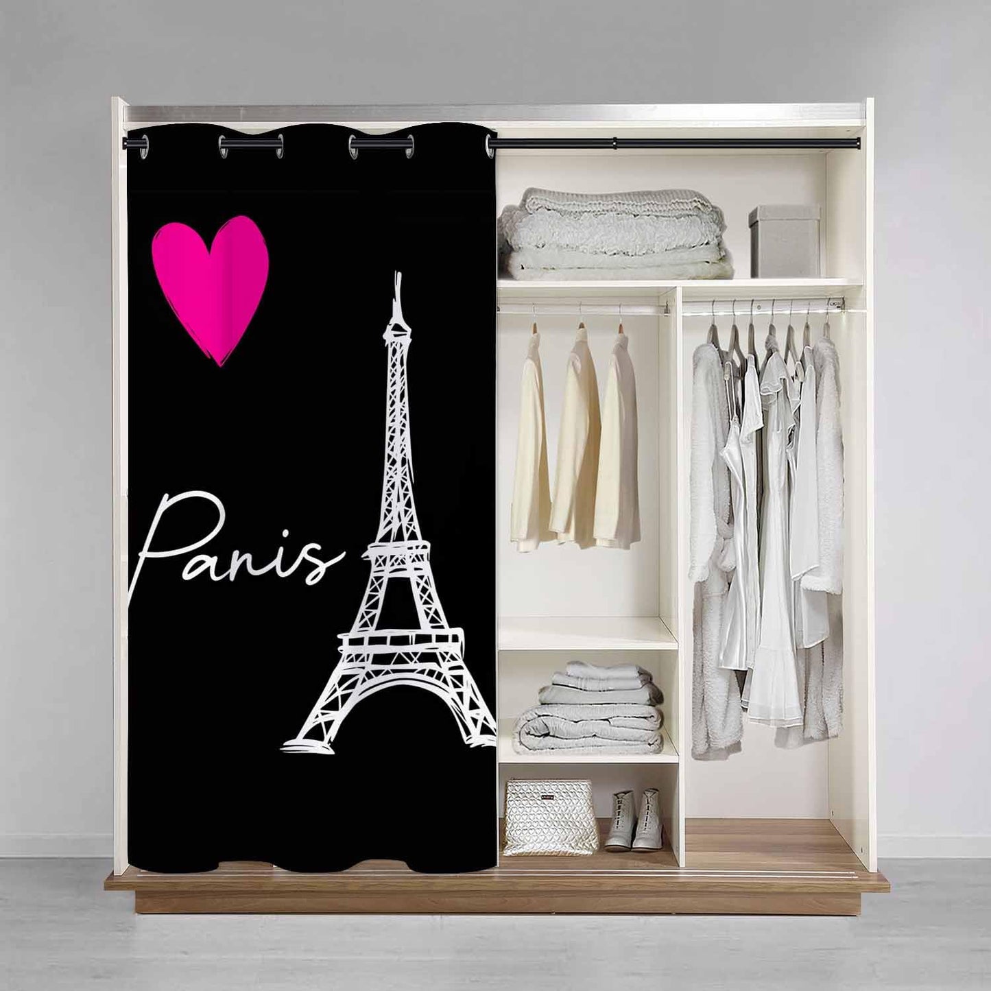 Haciadan Eiffel Tower Paris Doorway Curtain Love Pink Valentine's Day Door Cover Curtain Books Closet Curtain Bedroom Living Room Closet, 1 Panel 34" W X 80" L