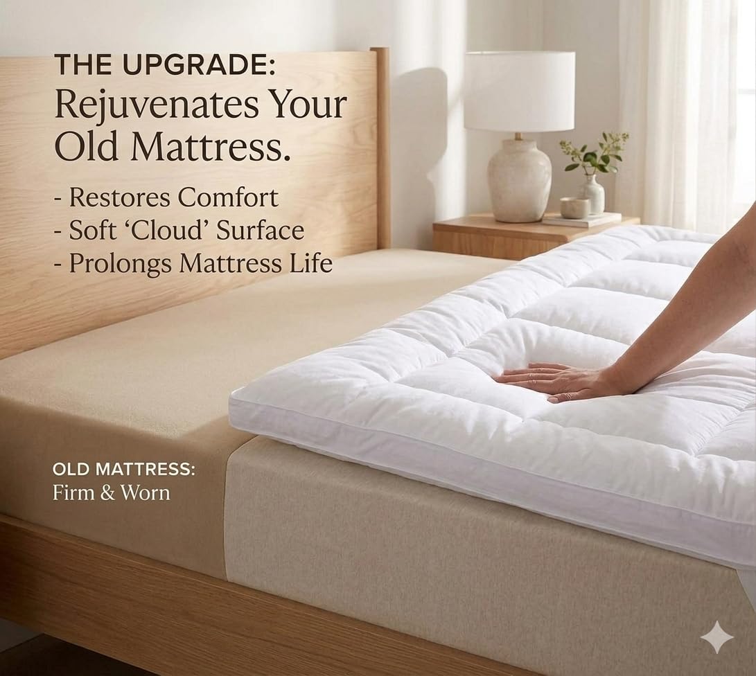 Royal Tradition 2 Inch Plush 100 Percent Microfiber Top Split King Down Alternative Mattress Pad/Topper White