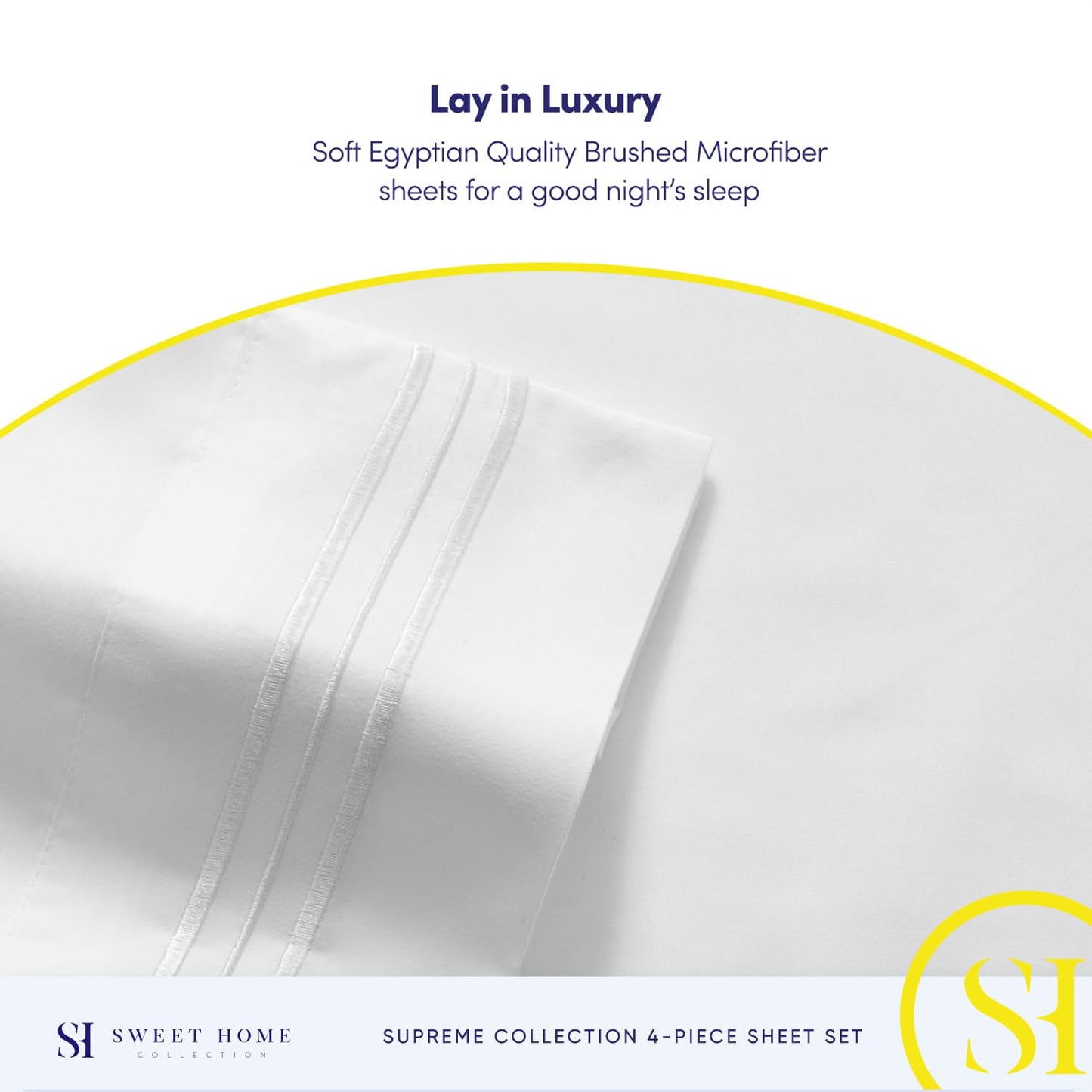 King Size Sheets - Breathable Luxury Bed Sheets with Full Elastic & Secure Corner Straps Built In - 1800 Supreme Collection Extra Soft Deep Pocket Bedding Set, Sheet Set, King, White