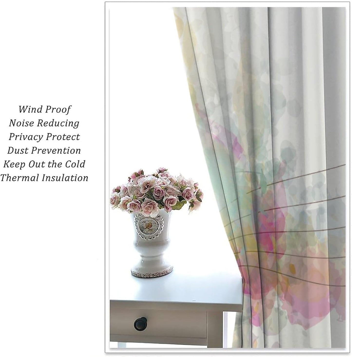 HZOHNAGO Music Curtains Colorful Shadow Music Notes Pattern Blackout Print Rod Pocket Window Drapes for Bedroom Living Room 42x45in