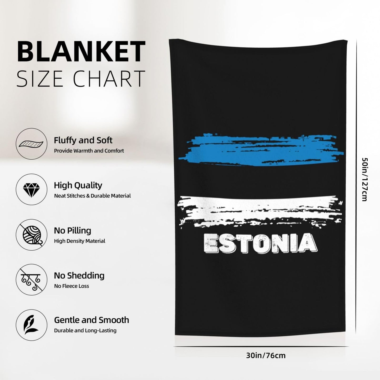 Estonia Flag Throw Blanket Lightweight Flannel Fleece Blankets Warm and Cozy Throws for Winter Bedding and Couch 30x50 Inches Thick