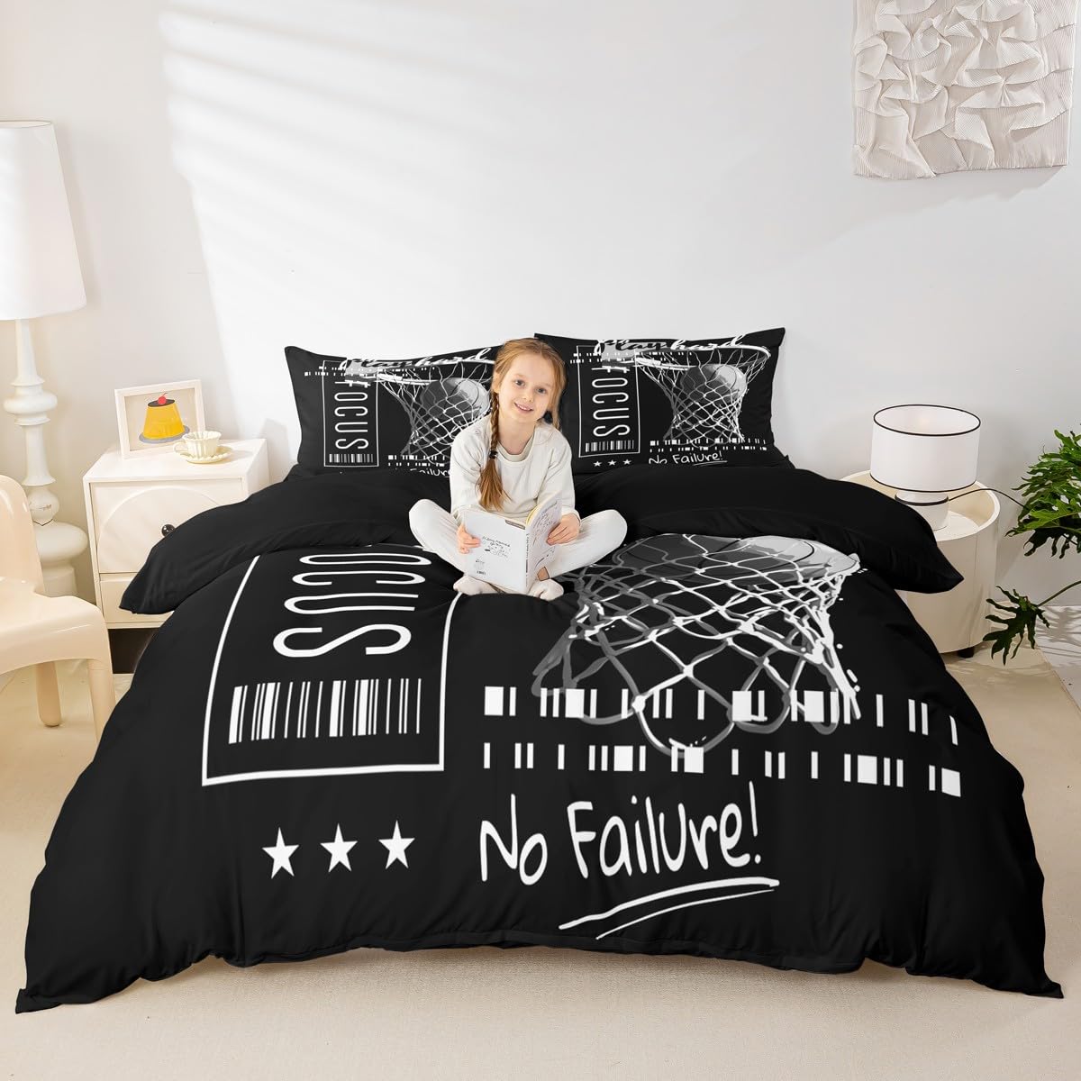 Erosebridal Passionate Basketball Sports Comforter Cover Goal from Hoop Duvet Cover for Boys Kids Teens Men with Motivated No Failure Quote Bedding Set Queen Size Soft Microfiber Room Decoration