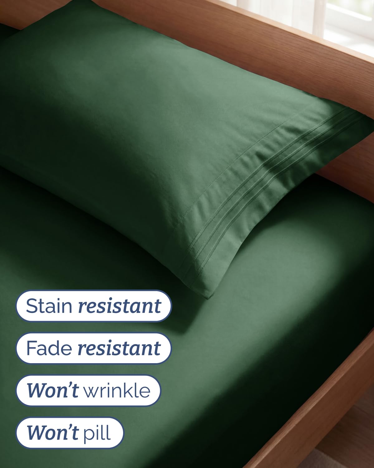 Twin Size 3 Piece Sheet Set - Comfy Breathable & Cooling Sheets - Hotel Luxury Bed Sheets for Women & Men - Deep Pockets, Easy-Fit, Soft & Wrinkle Free Sheets - Emerald Green Oeko-Tex Bed Sheet Set