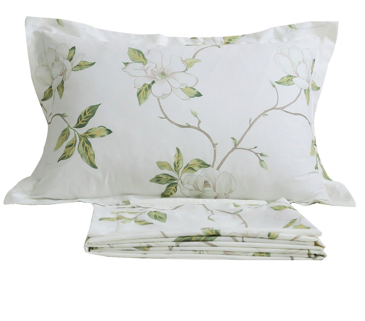 FADFAY White Floral Print Bed Sheet Sets 4-Piece King