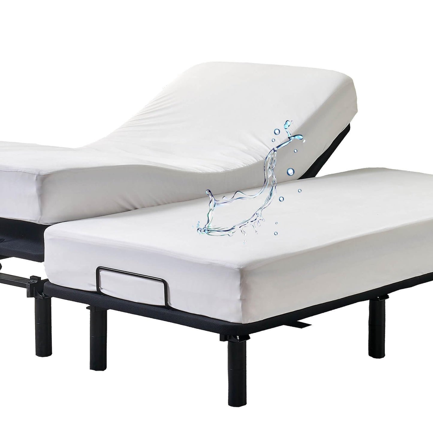 Kingnex Waterproof Split King Mattress Protector for Adjustable Beds Soft Cooling Bamboo Viscose Jersey Fitted Matress Cover