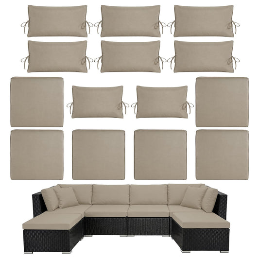Cabubra 14pcs Outdoor Patio Furniture Cushion Covers, Waterproof & Sun-Resistant Zippered,Fit for Patio Furniture Sectional Sofas and Wicker Rocking Chairs,3 Sizes,Sand,Covers Only