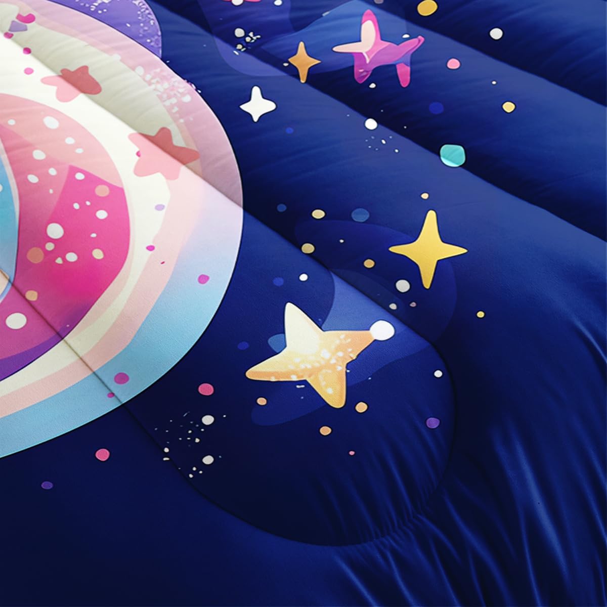 Nttopship Cartoon Axolotl Comforter Bedding Set with 2 Pillowcase Twin Size Pink Salamander Comforter Set for Kids Boys Girls Bedroom Decor