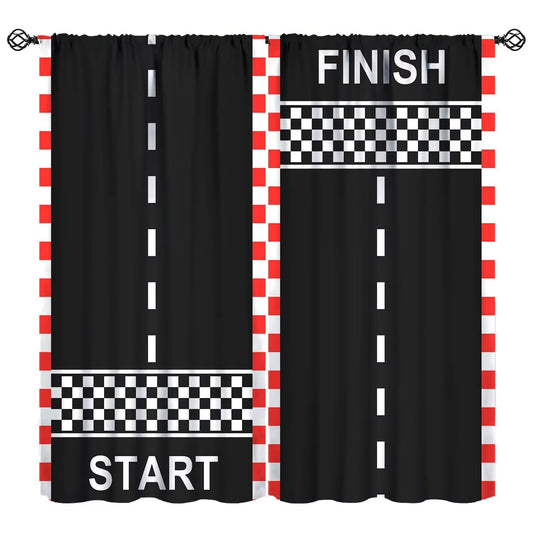 YCness Kids Boys Race Car Curtains Extreme Sports Car Raing Theme Art Printed Window Drapes for Kids Bedroom Living Room Nursery Decor Fabric 2 Panel 42x45 Inch 30% Shading Rate