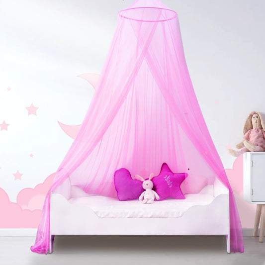 South to East Pink Bed Canopy for Girls, Princess Bed Canopy for Kids Room, Mosquito Net Canopy Girls Beds, Fire Retardant Fabric